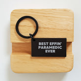Funny Rescue Worker Gifts from Friends, Cute Keychain for Graduation, 'Best Effin' Rescue Worker Ever' Engraved Message, Black Stainless Steel, 1.57 x 0.87 inches, Gifts for Rescue Worker - Image 2